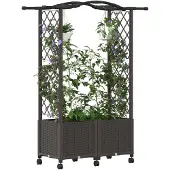 vidaXL Hochbeet mit Rankgitter und Dach Braun 125 x 40 x 144 cm PP