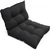 Beautissu Outdoor Loungekissen Flair Sitz + Rücken 60x40cm, 60x60cm, Graphitgrau
