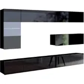AX Living Möbel im Wohnzimmer Kossana 4 – 255 cm Breite, Schwarz