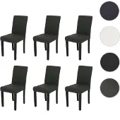 Mendler 6er-Set Esszimmerstuhl HWC-O65d, Küchenstuhl Polsterstuhl Lehnstuhl, Kunstleder dunkelgrau