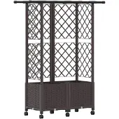 vidaXL Hochbeet mit Rankgitter und Dach Braun 124 x 40 x 142 cm PP