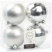 Christmas Decoration Weihnachtskugeln Kunststoff 10cm 4 Stück - Silber