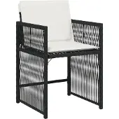 vidaXL 13-tlg. Garten-Essgruppe mit Kissen Schwarz Poly Rattan