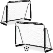 Relaxdays Fußballtor Garten, 2er Set, Kinder & Erwachsene, HBT: 110 x 150 x 75 cm, Metall, stabile Tore Fußball, schwarz