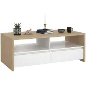 Dmora Couchtisch Octavia 120,1x60,2x45,6 cm Braun 2 Fächer