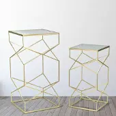 Dmora Dmoras Couchtisch Bibbiena 50x50x100 cm Gold Zeitungsständer