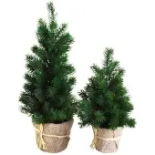 BURI Künstlicher Mini-Weihnachtsbaum 48cm hoch, 23cm Durchmesser, Grün, im Jutetopf