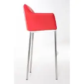 CLP 2er Set Barhocker Damaso Kunstleder mit Vierfußgestell rot/edelstahl