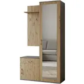 AX Living Garderobe mit Spiegel Magnola – 100 cm Breit, Grau & Eiche Artisan