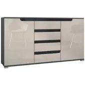 Vladon SIDEBOARD Sylt Sandgrau Hochglanz / Schwarz Hochglanz