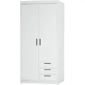 Masseno Drehtürenschrank ELENORA 90 cm Kleiderschrank Schlafzimmer Schrank 2-türig Weiß