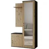 AX Living Garderobe mit Spiegel Magnola – 100cm breit Schwarz & Artisan