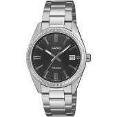 Casio Quarzuhr, silber (edelstahlfarben, schwarz, schwarz), TIMELESS COLLECTION, Armbanduhren, Herren, silberfarben, Quarzuhr, Armbanduhr, Damenuhr, Herrenuhr, Edelstahlarmband, analog, Tag
