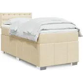 vidaXL Boxspringbett mit Matratze Creme 90x200 cm Stoff