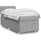 vidaXL Boxspringbett mit Matratze Hellgrau 90x200 cm Stoff
