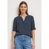 Street One Kurzarmbluse Kurze Sommerbluse mit Allover-Print und Splitneck