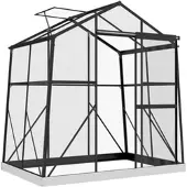 Outsunny Gewächshaus Wetterbeständig Aluminiumlegierung 192L x 131B x 203H cm Schwarz