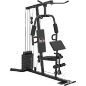 HOMCOM Kraftstation Stahl Kunstleder Schwarz 180 x 108 x 200cm
