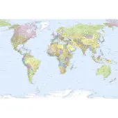 Overig Vliestapete "Vlies - World Map - Größe 368 x 248 cm" bedruckt glatt Wohnzimmer, Schlafzimmer