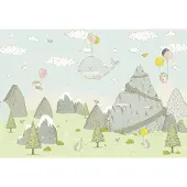 Overig Vliestapete "Digitaldruck Vlies - Mountain Traveler - Größe 400 x 280 cm" bedruckt glatt Kinderzimmer