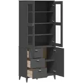 vidaXL Highboard VIKEN Anthrazit 80x40x190 cm Massivholz Kiefer