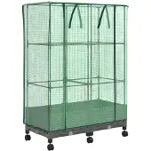 Syfax Gartenplanter mit Gewächshausabdeckung und Rädern 2 stk. PP
