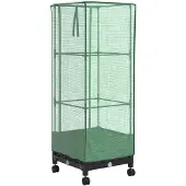 vidaXL Gartenplanter mit Gewächshausabdeckung und Rädern Schwarz PP