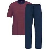 Ammann Schlafanzug Night & Home Cotton in Dunkelblau / rot | Gr.: 3XL