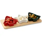 Excellent houseware Porzellan-Snackschalen auf einem Tablett, 4 Stück.