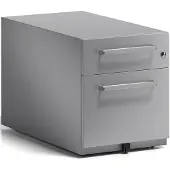 Bisley Rollcontainer Note mit Designgriff und einer Universalschublade à Höhe 150 mm und eine Schublade für Hängeregistratur 495 x 420 x 775 mm Silber