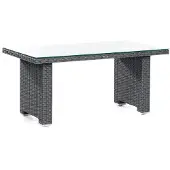 SonnenPartner Dining-Tisch Residence 140x80 cm Alu/Polyrattan graphit-schwarz Glas