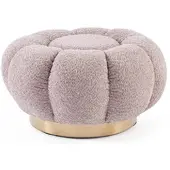 Bizzotto Pouf Florel aus Boucle-Stoff, modern gepolstert, rund, Altrosa, mit goldfarbenem Mittelfuß