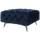 S-Style Möbel HOCKER Chesterfield Laura Marineblau Samt