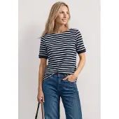 Street One Rundhalsshirt Sommershirt mit Boat Neck und Streifen