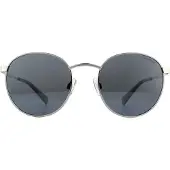 Polaroid Round Unisexe Palladium Grey Silver Mirror Polarise Lunettes de soleil
