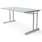 Kerkmann Schreibtisch Milchglas rechteckig C-Fuss-Gestell chrom 160,0 x 80,0 cm