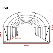 TOOLPORT Foliengewächshaus Gewächshaus 3x8m stabil & langlebig mit Fenster - reißfeste PE Plane 180g/m² weiß transparent