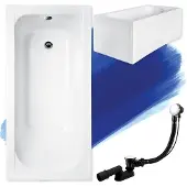Badland Badewanne Rechteck Continea 150x70 mit Acrylschürze, Füßen und Ablaufgarnitur GRATIS