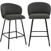 CALICOSY - 2er-Set Hocker aus meliertem Stoff mit Metallbeinen - SORREL