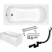 Badland Badewanne Rechteck Aria 130x70 mit Acrylschürze, Füßen und Ablaufgarnitur GRATIS