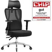 Songmics Schreibtischstuhl, Bürostuhl ergonomisch, Drehstuhl, höhenverstellbar, bis zu 150 kg belastbar,schwarz