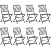 vidaXL Klappbare Gartenstühle 8 Stk. mit Kissen Massivholz Akazie