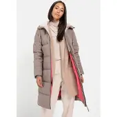 Camel active Langer Puffermantel mit gefütterter Kapuze in Walnuss | Gr.: 46