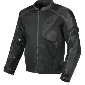 Macna Olsan Solid perforierte Motorrad Leder- / Textiljacke, schwarz, 2XL