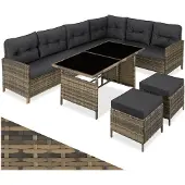 TecTake Rattan Lounge Barletta für 6 bis 8 Personen widerstandsfähig