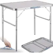 TecTake - Klappbarer Campingtisch - Tragbarer Campingtisch - Outdoor-Klapptisch - Klappbarer Tisch - Wetterfest - 75x55x68cm - Grau