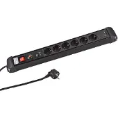 KesTek PROFESSIONAL Steckdosenleiste 6-fach schwarz mit Schalter 2XUSB