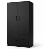 Masseno Drehtürenschrank DOVI 90/180/50 cm 2-türig Schlafzimmer Schrank Kleiderschrank Schwarz