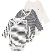Petit Bateau Wickelbody l/ä - 3er-Pack - Blau/Weiß gestreift - - 50 - Body L/Ä