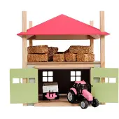 Kids Globe Kinder Globus Heuhaufen Holz mit Schuppen rosa - 1:32 (roze)